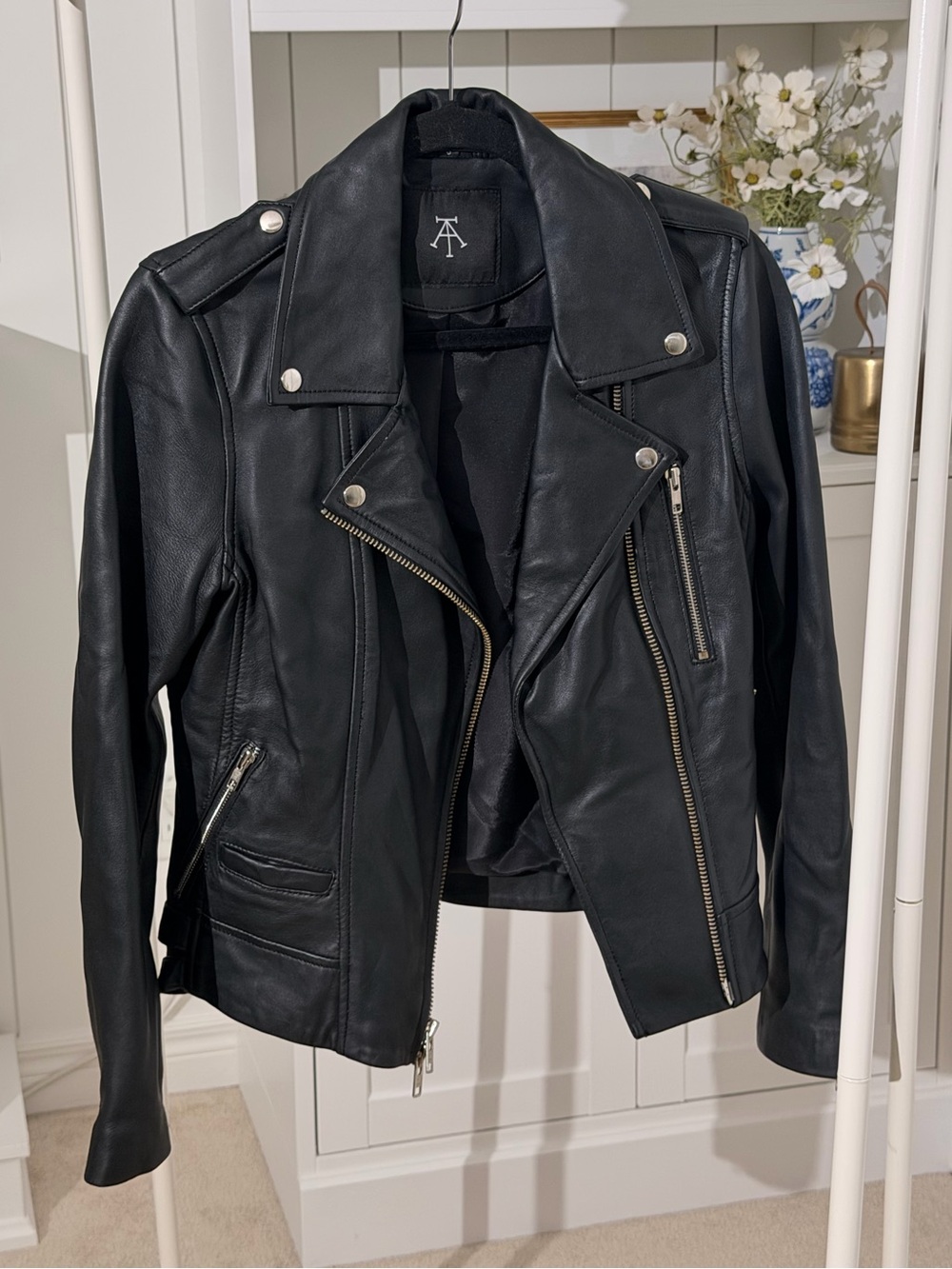 Black Leather Moto Jacket by